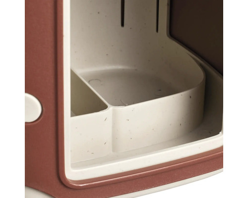 Detailansicht eines Aufbewahrungsbehälters mit Fächern