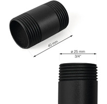 Schwarzes Fitting-Rohrstück, 40 mm lang, Durchmesser 25 mm
