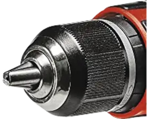 Detailaufnahme eines Bohrfutters einer Bohrmaschine