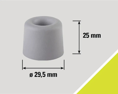 Grauer Türstopper mit den Maßen 25 mm Höhe und 29,5 mm Durchmesser