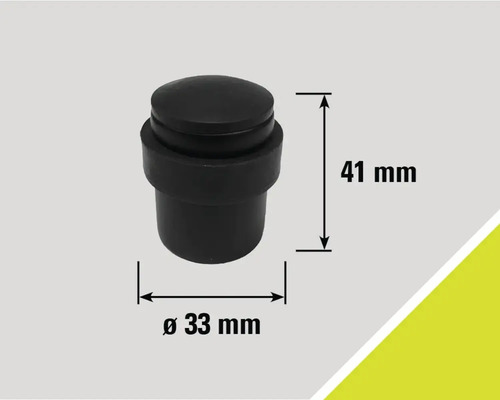 Schwarzer Türstopper aus Gummi mit den Maßen 41 mm Höhe und 33 mm Durchmesser