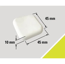 Quadratischer Möbelgleiter mit den Maßen 45 x 45 x 10 mm