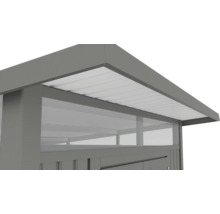 Detailansicht eines Gerätehauses mit Dach und Fenster