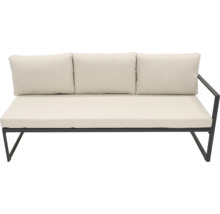 Gartensofa mit drei Kissen und Armlehne aus Metall