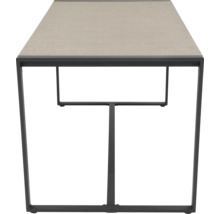 Rechteckiger Gartentisch mit einer Tischplatte und einem Metallgestell