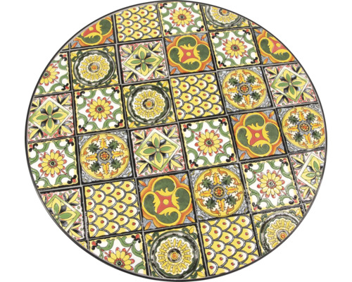 Runde Tischplatte mit Fliesenmuster