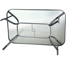 Gartentisch mit Glasplatte und Metallgestell