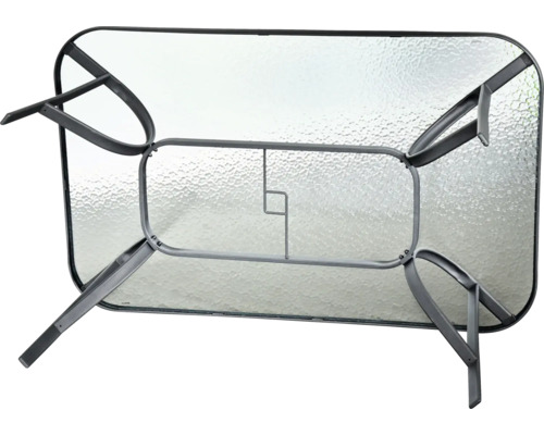 Gartentisch mit Glasplatte und Metallgestell