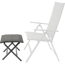 Gartensessel und Fußhocker aus Metall