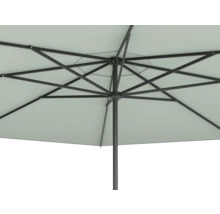 Detailansicht eines Sonnenschirms mit Metallgestell