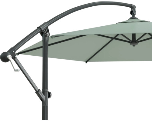 Detailansicht eines Ampelschirms mit Kurbelmechanismus