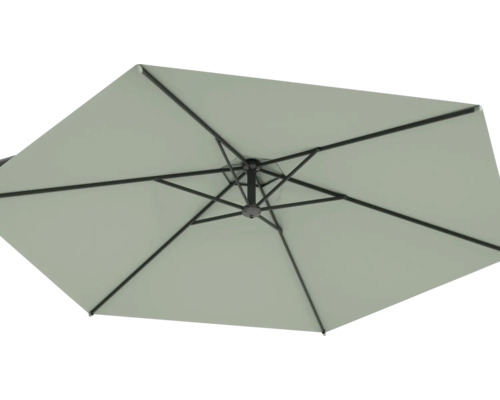 Unteransicht eines quadratischen Sonnenschirms mit Streben