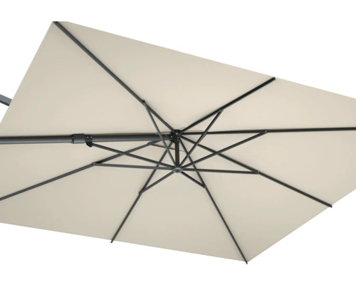 Detailansicht Gartenschirm mit Metallgestell und rechteckigem Schirmdach