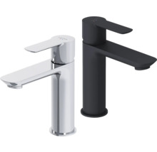 Zwei Waschtischarmaturen der Marke Laufen, eine in Chrom und eine in Schwarz