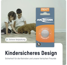 Ansmann CR2477 Lithium Batterie mit kindersicherem Design