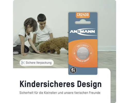 Ansmann CR2430 Lithium Batterie 3V mit Kindersicherheitsverpackung
