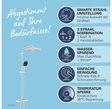 Duschsystem mit Kopfbrause, Handbrause und verschiedenen Strahlarten sowie Wassersparfunktion, einfacher Reinigung und Temperatursperre
