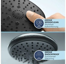 Detailaufnahme eines Duschkopfes mit Grohe Speedclean Funktion und Shockproof Silikonring