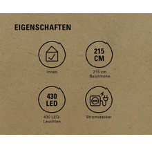 Eigenschaften: Innenbereich, 215 Zentimeter Baumhöhe, 430 LED-Leuchten, Stromstecker