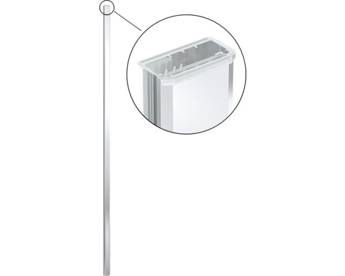 Wandbefestigungsprofil Jungborn Tria 2100 mm chrom gebürstet glänzend Duschkabinenprofil mit Vergrößerung der oberen Ecke