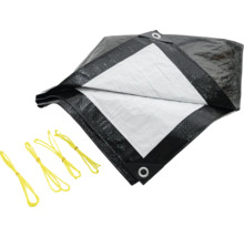 Plane mit Ösen und Befestigungsseilen