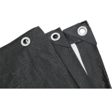 Schwarze Gewebeplane mit Ösen