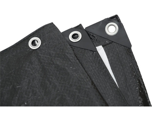 Schwarze Gewebeplane mit Ösen