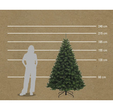 Abbildung eines künstlichen Weihnachtsbaums mit Größenangaben in Zentimetern.