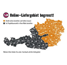 Karte des Online-Liefergebiets von Hornbach mit eingeschränkten Lieferzonen