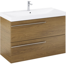 Waschtischunterschrank mit zwei Schubladen und Aufsatzwaschbecken