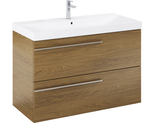 Waschtischunterschrank mit zwei Schubladen und Aufsatzwaschbecken