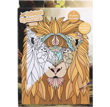 Malen nach Zahlen Set mit Löwenmotiv, inklusive drei Pinsel und zwölf Acrylfarben
