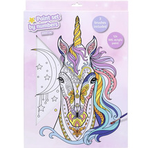 Malen nach Zahlen Set Einhorn mit drei Pinseln und zwölf Acrylfarben