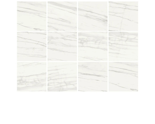 Mehrere weiße Fliesen mit Marmoroptik.