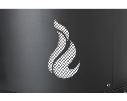 Detailansicht eines Ofens mit Flammenmuster