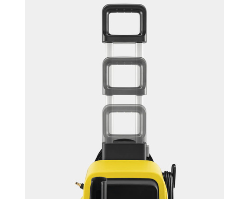 Teleskopierbarer Griff einer gelben Reinigungsmaschine