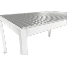 Detailansicht eines rechteckigen Pavillons mit Metalldach