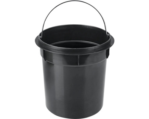 Schwarzer Eimer mit Metallgriff