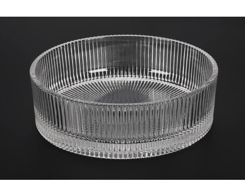 Runde Glasschale mit gerippter Textur