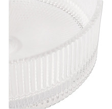 Glasschale mit gerippter Textur, Nahaufnahme.