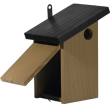 Vogelhaus aus Holz mit Einflugloch und zu öffnender Seite