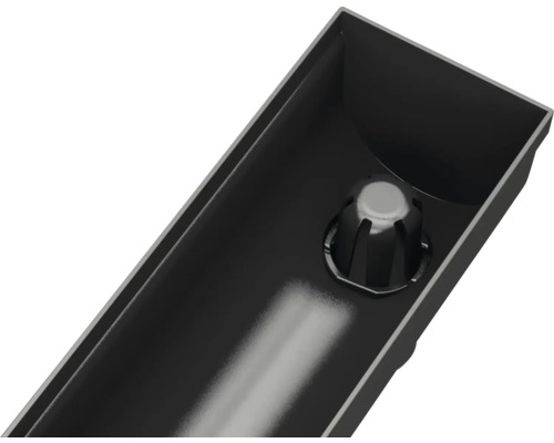 Schwarze Dachrinne mit Ablauf