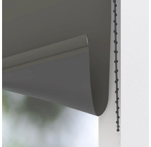 Graues Rollo mit Kettenzug zur Fensterdekoration