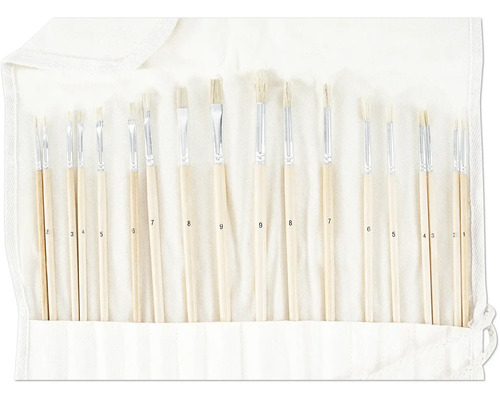 Pinselset mit unterschiedlichen Größen in einer Stofftasche