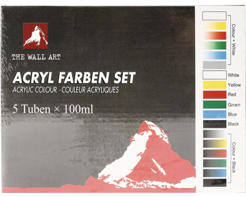 Acrylfarben Set mit fünf Tuben zu je 100 ml