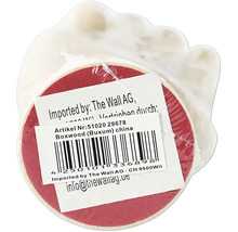 Untersetzer aus Buchsbaum mit Etikett