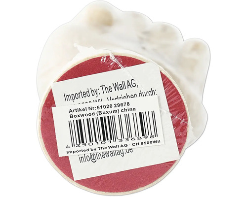 Untersetzer aus Buchsbaum mit Etikett