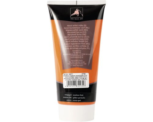 Tube mit orangefarbener Künstler-Acrylfarbe