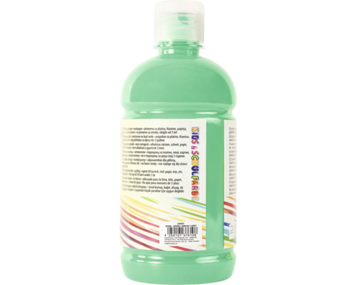 Grüne Schulmalfarbe in einer Plastikflasche