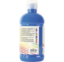 Blaue Kinder Schulmalfarbe in einer Plastikflasche